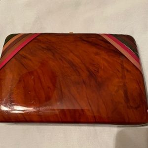 Imported bag or clutch from Rome Italy. Material is hard shell tortoise